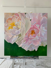 Load image into Gallery viewer, Eļļas glezna uz koka rāmja peonijas 100x100cm māklsiniece Ilze Ērgle-Vanaga