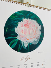 Load image into Gallery viewer, Skaists sienas kalendārs 2025 māksliniece Ilze Ērgle-Vanaga - Peonijas