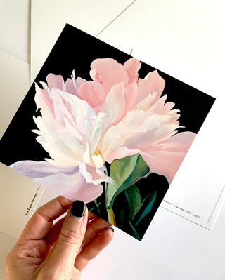 Apsveikuma kartiņas ar Peoniju ziediem, māksliniece Ilze Ērgle-Vanaga