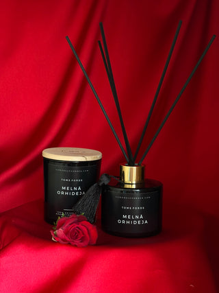 Valentīndienas dāvanas, Dāvana Valentīndienā viņai un viņam, Dāvanu komplekti, dāvanu komplekts sievietei, Izsmidzināmais mājas aromāts Melnā orhideja Tom Ford Ilze Ērgle-Vanaga, Mājas smaržas, mājas aromāti, interjera aromāti, mājas smaržas ar kociņiem, telpu aromatizētāji, mājas aromatizētāji, mājas parfimērija, dāvanu komplekts sievietei, ekskluzīvas dāvanas, I.ĒV, dāvana sievietei, dāvanu veikals, sveču komplekti, sojas vaska sveces, sojas vasks, sveces roku darbs, dabīgas sveces