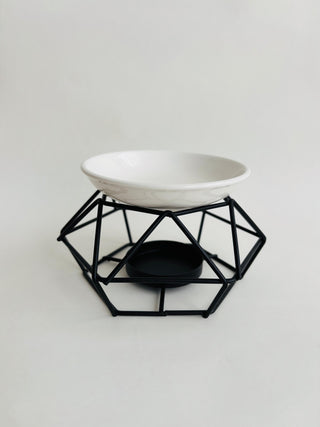 aromlampa, aromlampas vaska kubiņiem, melna, zelta metāla, porcelāns