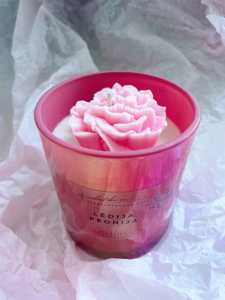 Dzimšanas dienas dāvana sievietei, Dāvanas sievietēm, biznesa dāvanas, dāvanas mammai, kolēģēm vārdā dienā, dzimšanas dienā, aromātiskā sojas vaska svece "Lēdija peonija" Ilze Ērgle-Vanaga, I.ĒV