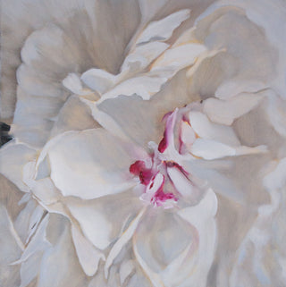 Orģināla eļļas glezna ar ziediem Balta Peonija 40x40cm māksliniece Ilze Ērgle-Vanaga "Daudz laimes"