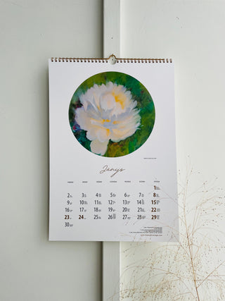 Skaists sienas kalendārs 2025 māksliniece Ilze Ērgle-Vanaga - Peonijas