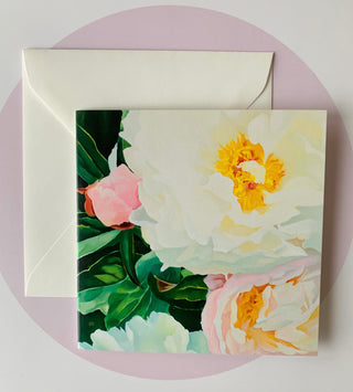 Apsveikuma kartiņas ar peonijām māksliniece Ilze Ērgle-Vanaga