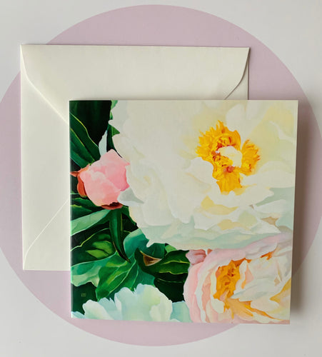 Apsveikuma kartiņas ar peonijām māksliniece Ilze Ērgle-Vanaga