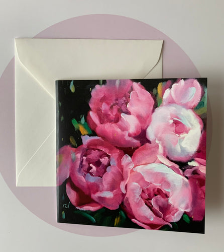 Apsveikuma kartiņas ar peonijām māksliniece Ilze Ērgle-Vanaga