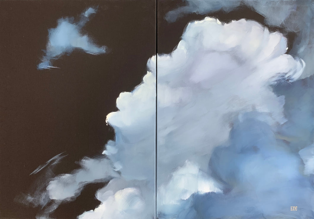 DREAMER Modern artwork Cloudscape set of 2 - original oil painting on canvas multi-panels