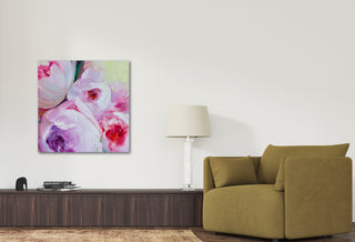 moderna interjera eļļas glezna ar ziediem peonijas