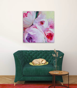 moderna interjera eļļas glezna ar ziediem peonijas