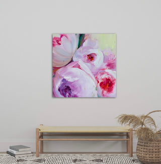 moderna interjera eļļas glezna ar ziediem peonijas