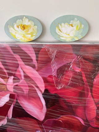 Eļļas glezna uz koka rāmja peonija