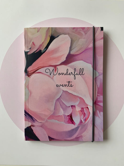 Pink peony flower notebook 