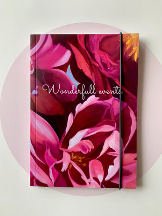 Red Peonies Flowers Journal Notebook Oil Painting Art