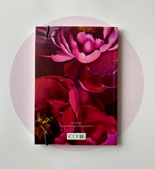 Red peonies flowers notebook