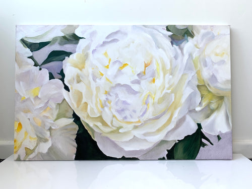 Eļļas glezna uz koka rāmja peonijas 50x80cm māklsiniece Ilze Ērgle-Vanaga