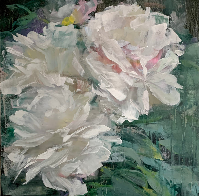 white peony abstract painting