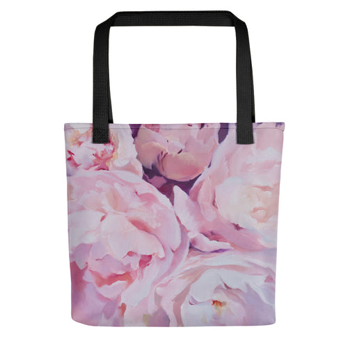 Pink peony tote bag