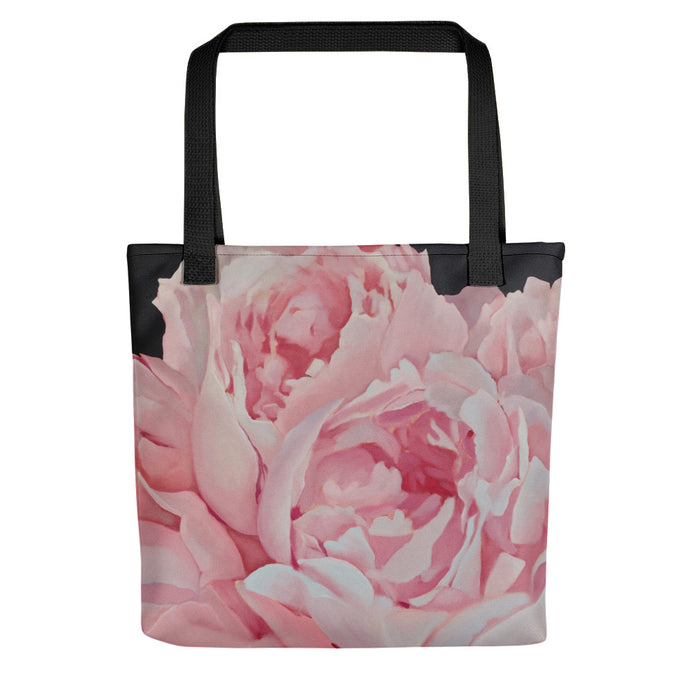 Pink peony tote bags