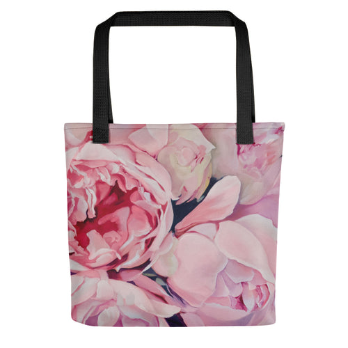 Pink peony tote bag