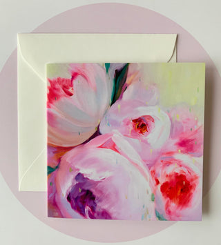 Apsveikuma kartiņas ar peonijām māksliniece Ilze Ērgle-Vanaga