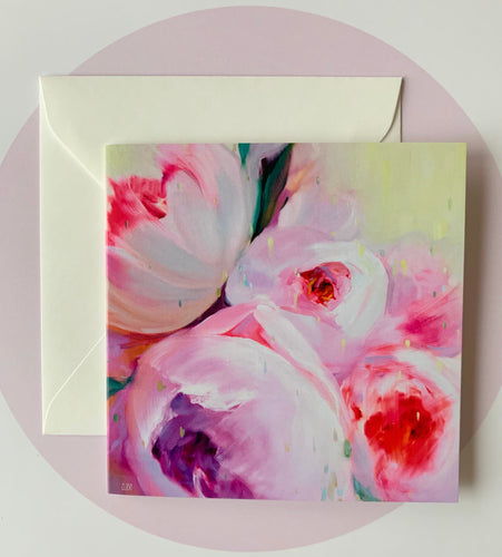 Apsveikuma kartiņas ar peonijām māksliniece Ilze Ērgle-Vanaga
