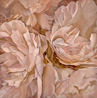 Eļļas glezna uz koka rāmja peonijas 80x80cm māklsiniece Ilze Ērgle-Vanaga